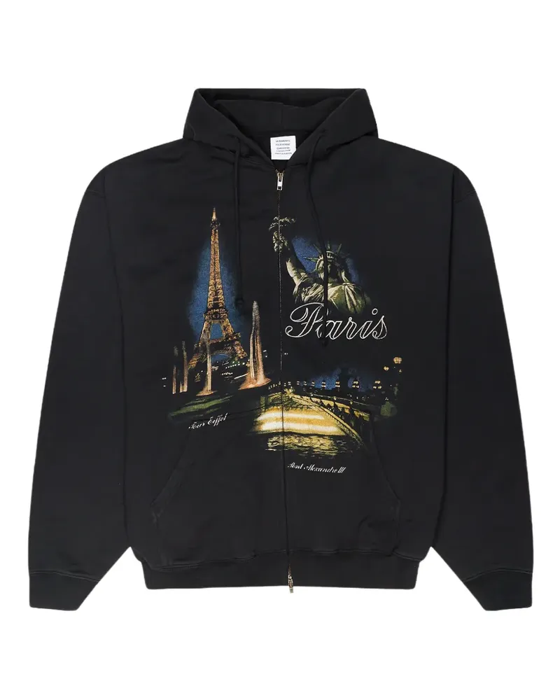 VETEMENTS Paris Tourist zip-up hoodie - Schwarz Schwarz