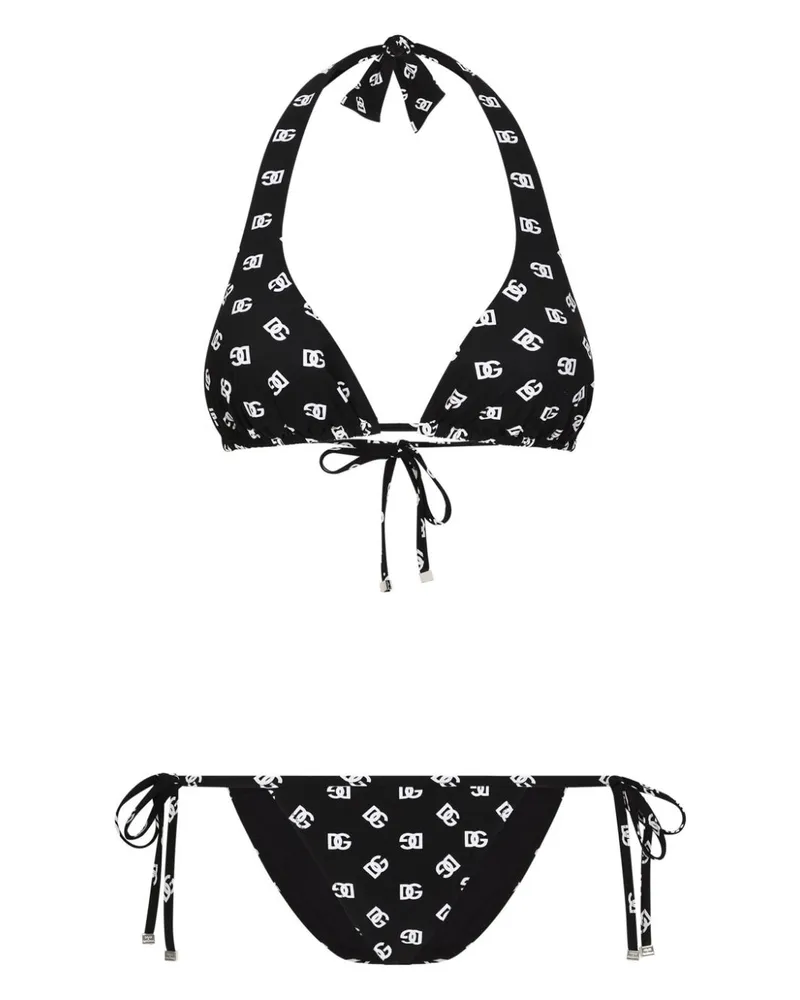 Dolce & Gabbana Triangel-Bikini mit DG-Print - Schwarz Schwarz