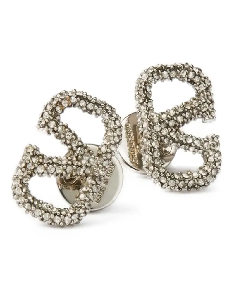 Valentino Garavani Vlogo Signature Ohrringe aus Metall und Swarovski® Kristallen - Silber Silber