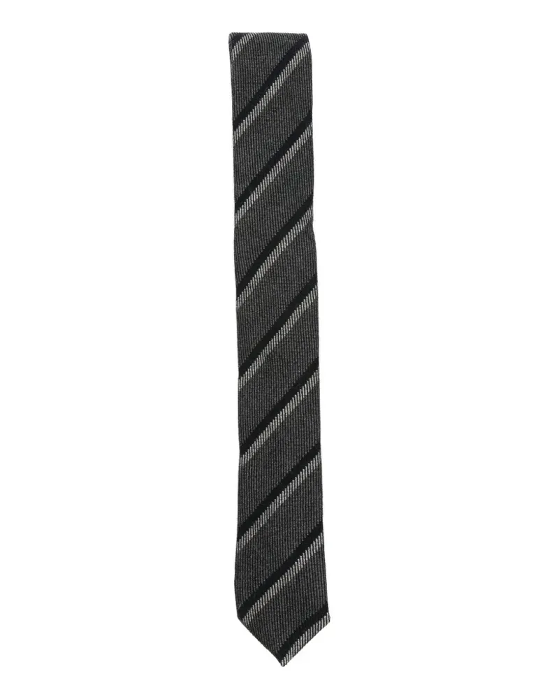 Eleventy Krawatte mit diagonalen Streifen - Schwarz Schwarz
