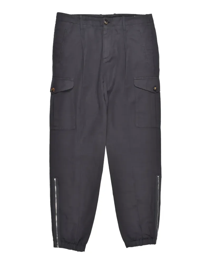 Brunello Cucinelli zip-detail cargo tapered trousers - Grau Grau