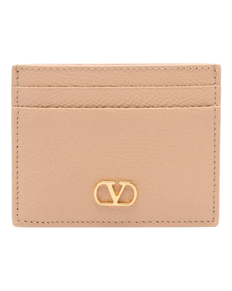 Valentino Garavani VLogo grained leather card holder - Nude Nude