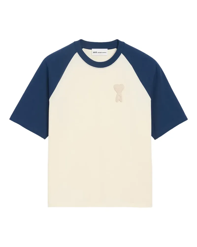 AMI Paris two-tone crochet-patch T-shirt - Nude Nude