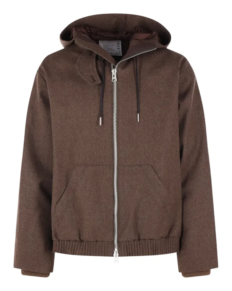 Sacai Kapuzenjacke mit Reißverschluss - Braun Braun