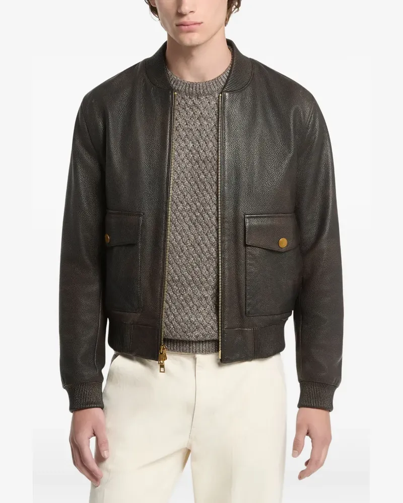 Michael Kors pebbled leather bomber jacket - Braun Braun