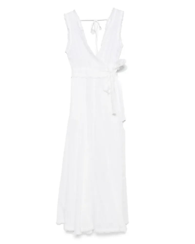 P.A.R.O.S.H. Midikleid mit Fransen - Weiß Weiß