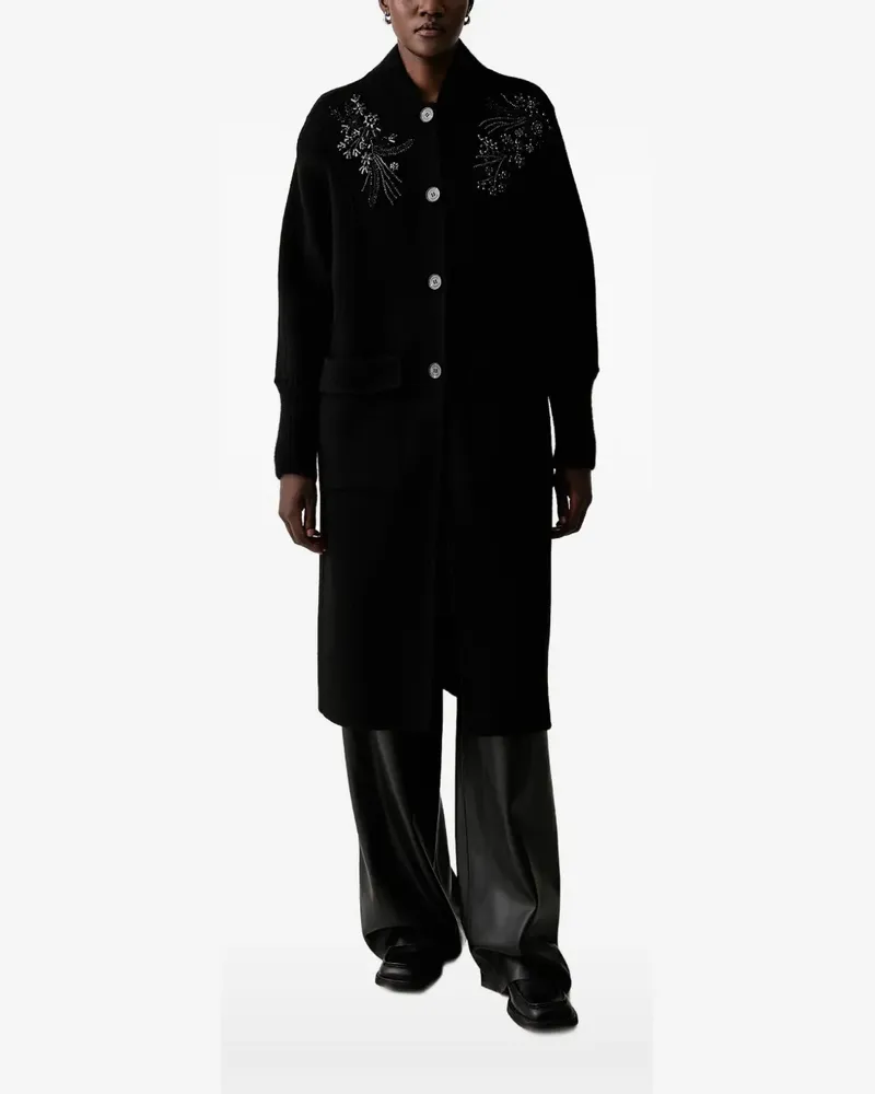 Ermanno Scervino floral-embroidered coat - Schwarz Schwarz