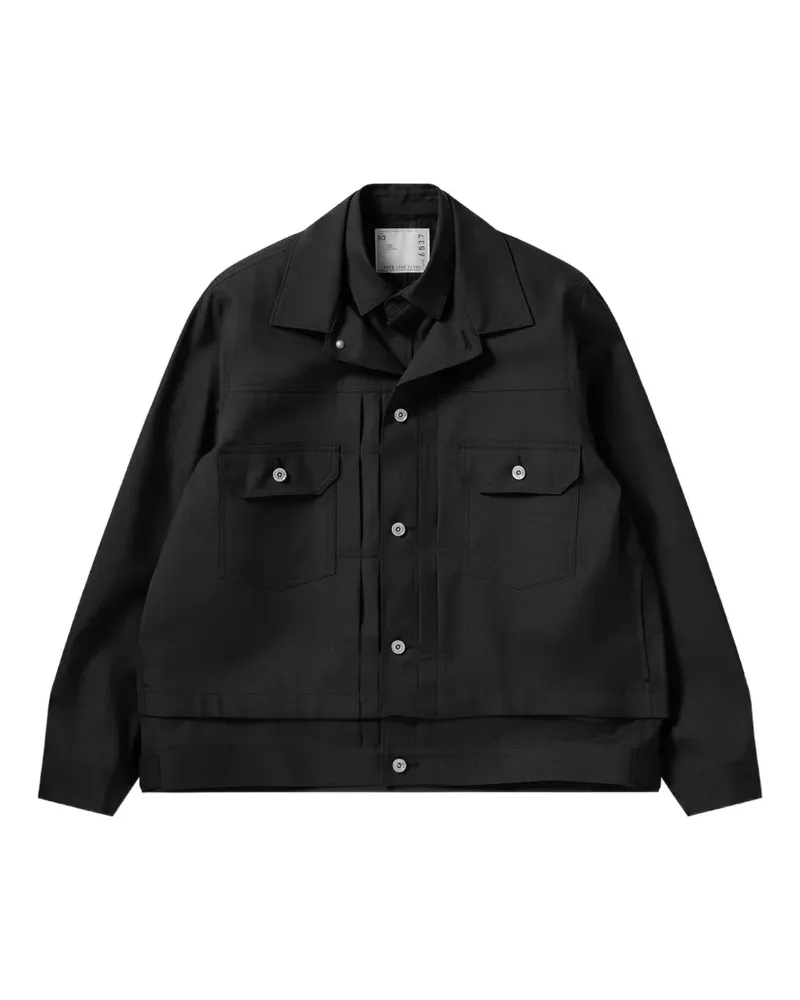 Sacai Kapuzenjacke im Layering-Look - Schwarz Schwarz