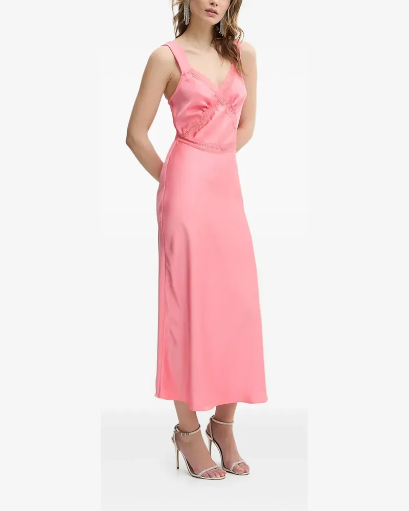 Bardot Kleid mit Spitzenborten - Rosa Rosa