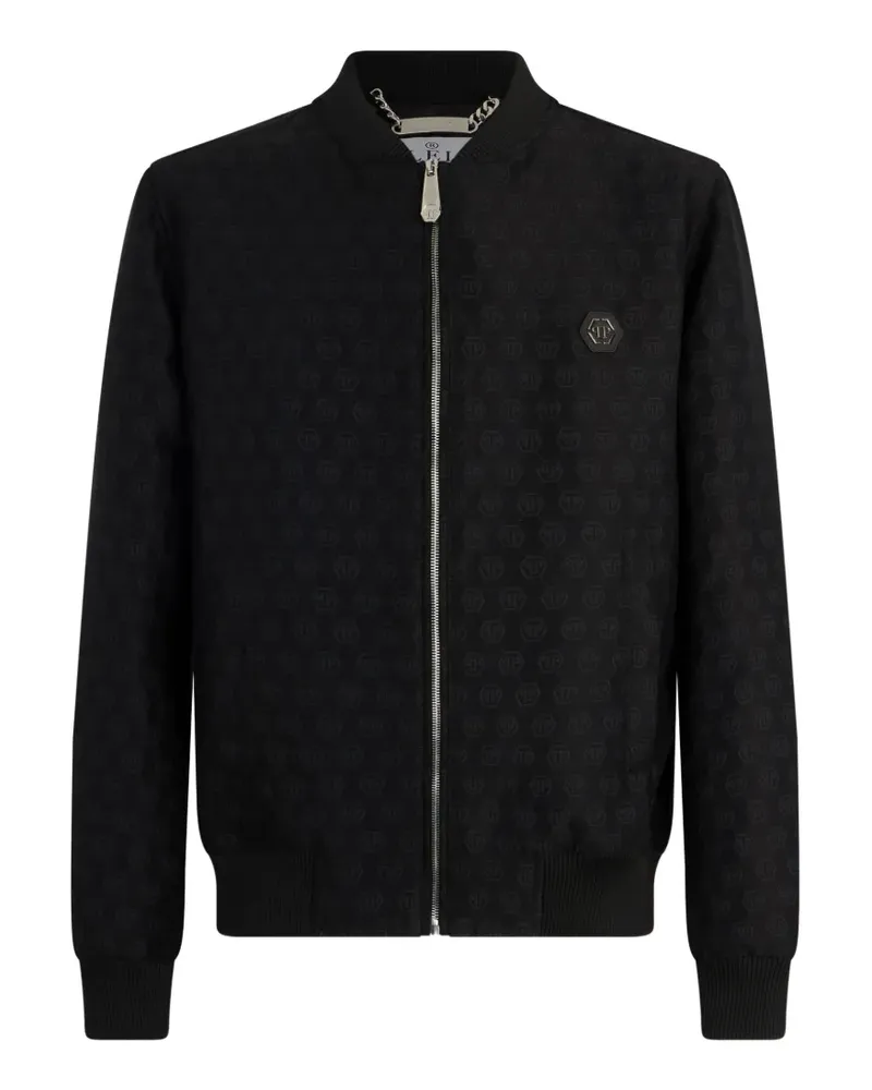 Philipp Plein Bomberjacke mit Jacquard-Monogramm - Schwarz Schwarz