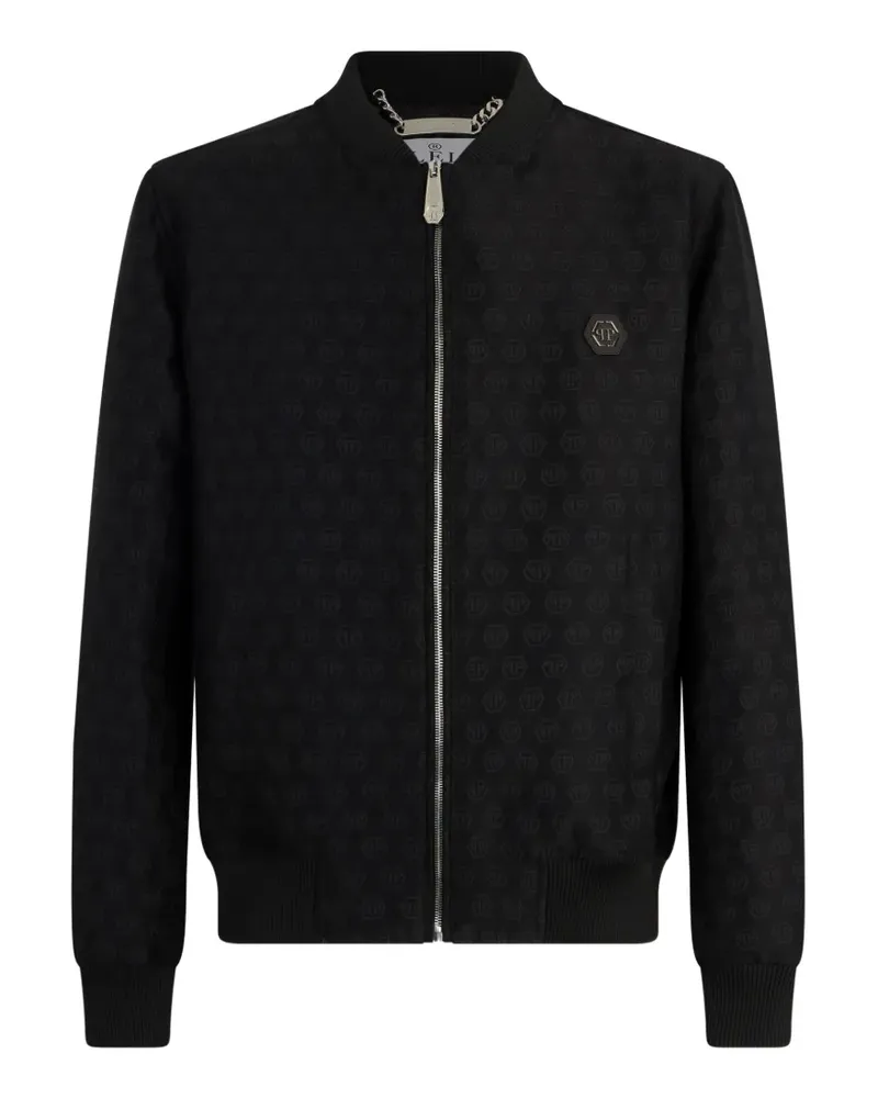 Philipp Plein Bomberjacke mit Jacquard-Monogramm - Schwarz Schwarz