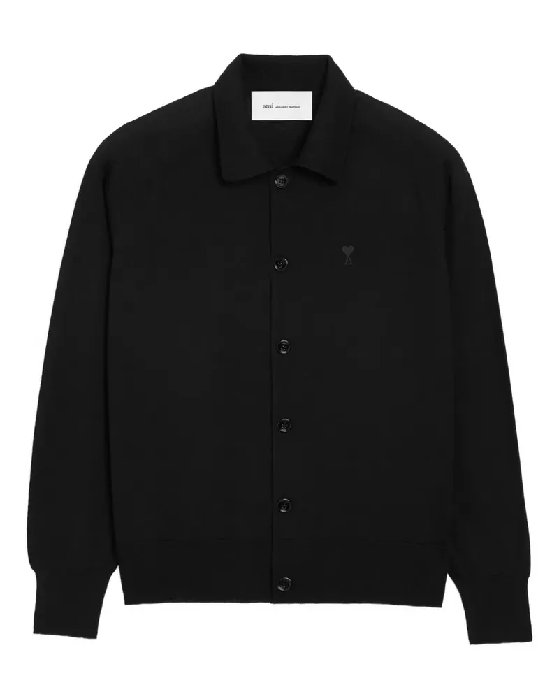 AMI Paris Cardigan mit Ami de Coeur-Stickerei - Schwarz Schwarz