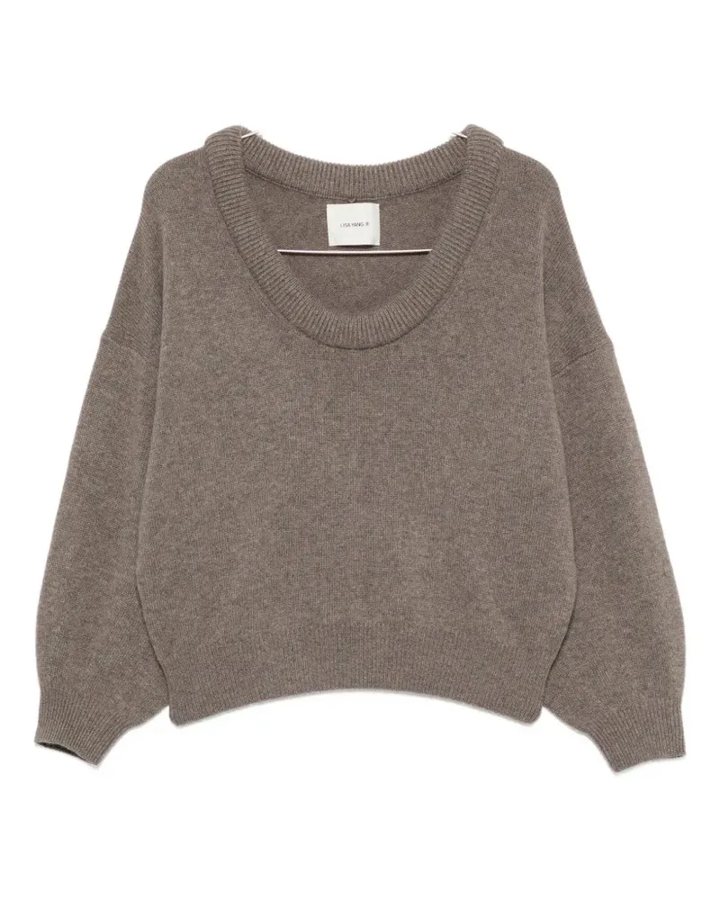 Lisa Yang Doria ribbed-trim drop-shoulder sweater - Braun Braun