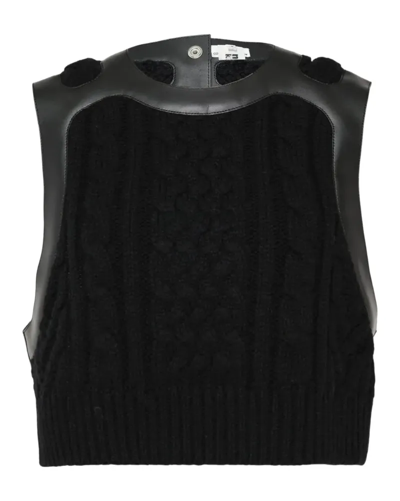 Noir Kei Ninomiya Oberteil mit Zopfmuster und Harness-Detail - Schwarz Schwarz