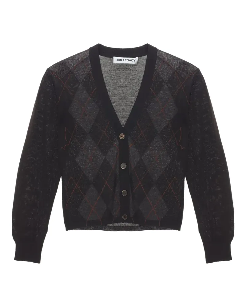 Our Legacy Ivy argyle-pattern cardigan - Schwarz Schwarz