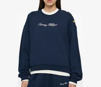 Sweatshirt mit Zierknöpfen - Blau