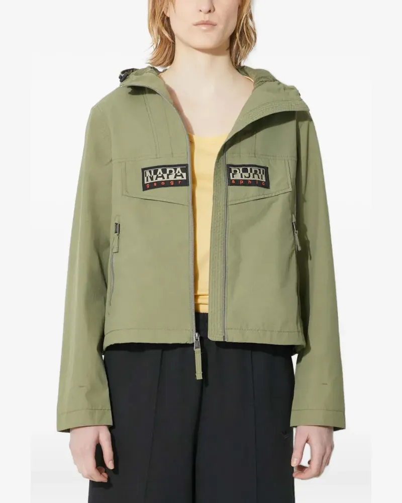 Napapijri Kapuzenjacke mit Logo-Patch - Grün Grün