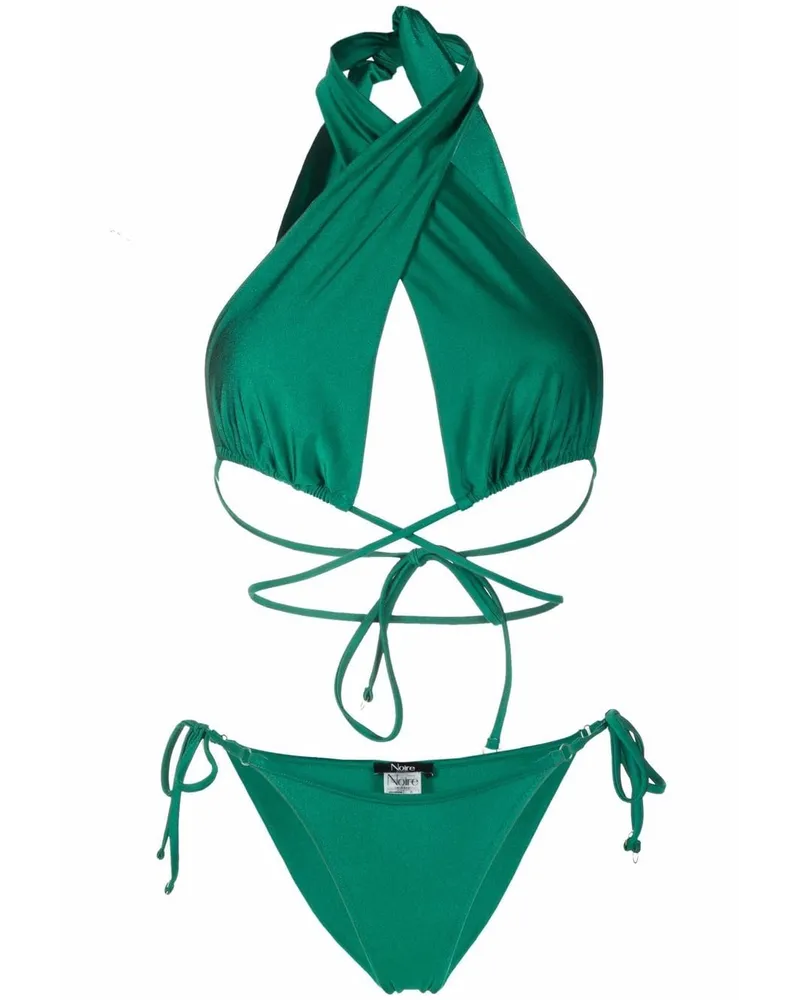 Noire Swimwear Triangel-Bikini mit Satin-Finish - Grün Grün