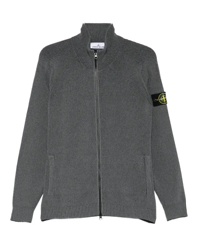 Stone Island logo-patch crew-neck cardigan - Grau Grau