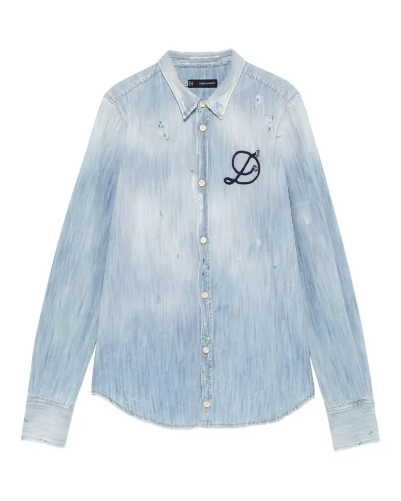 Dsquared2 2000s Hemd mit Logo-Patch - Blau Blau