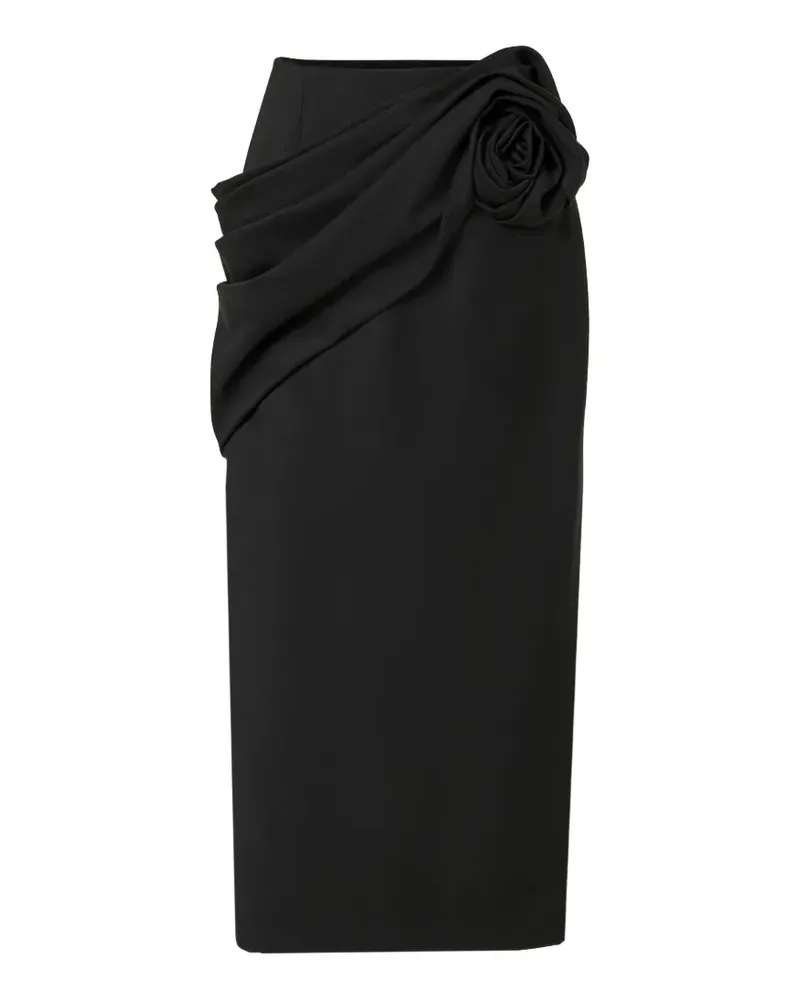 Carolina Herrera New York rosette-detail draped midi skirt - Schwarz Schwarz