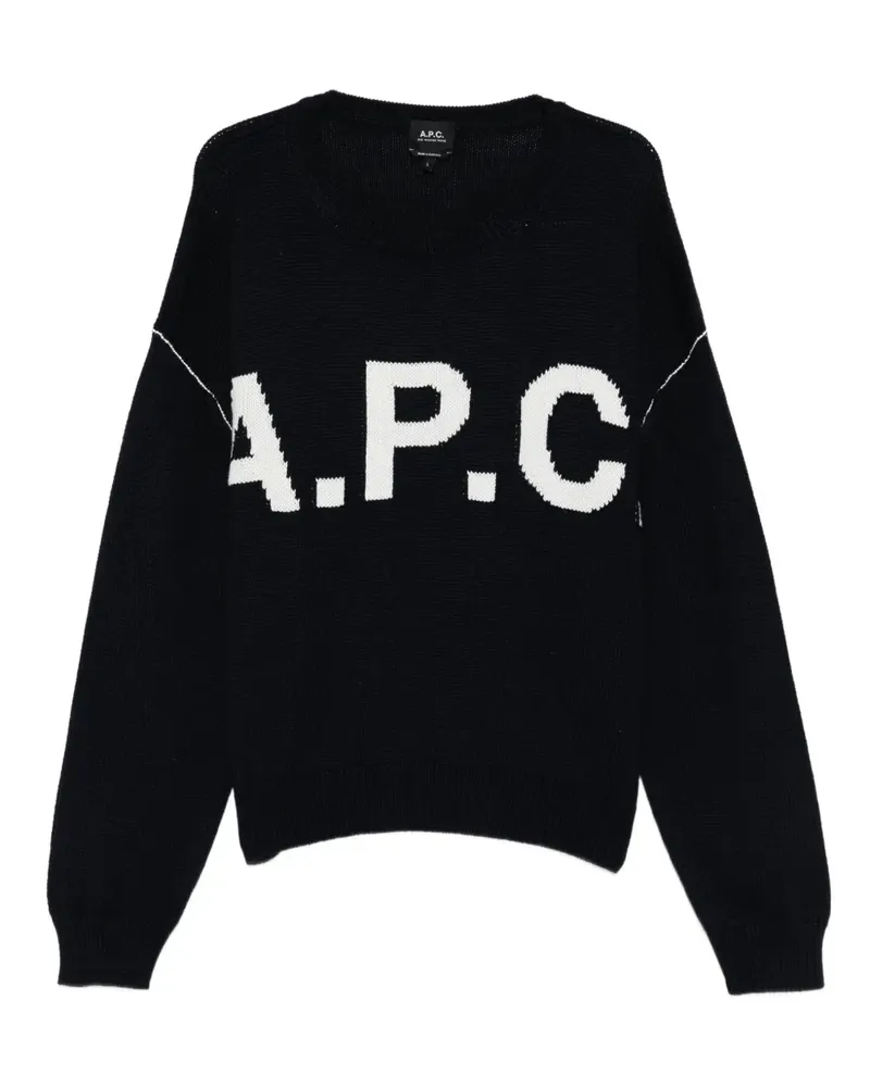 A.P.C. logo-lettering sweater - Blau Blau