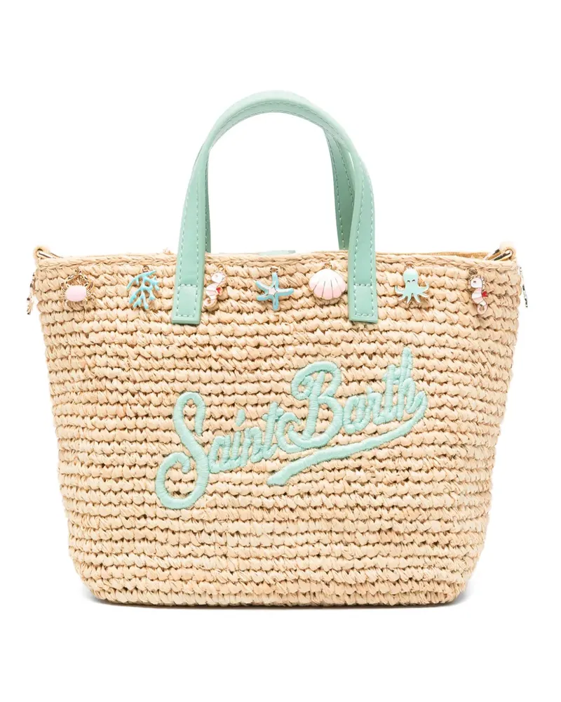 MC2 Saint Barth Mini Raffia City Tote Bag mit Anhänger - Nude Nude
