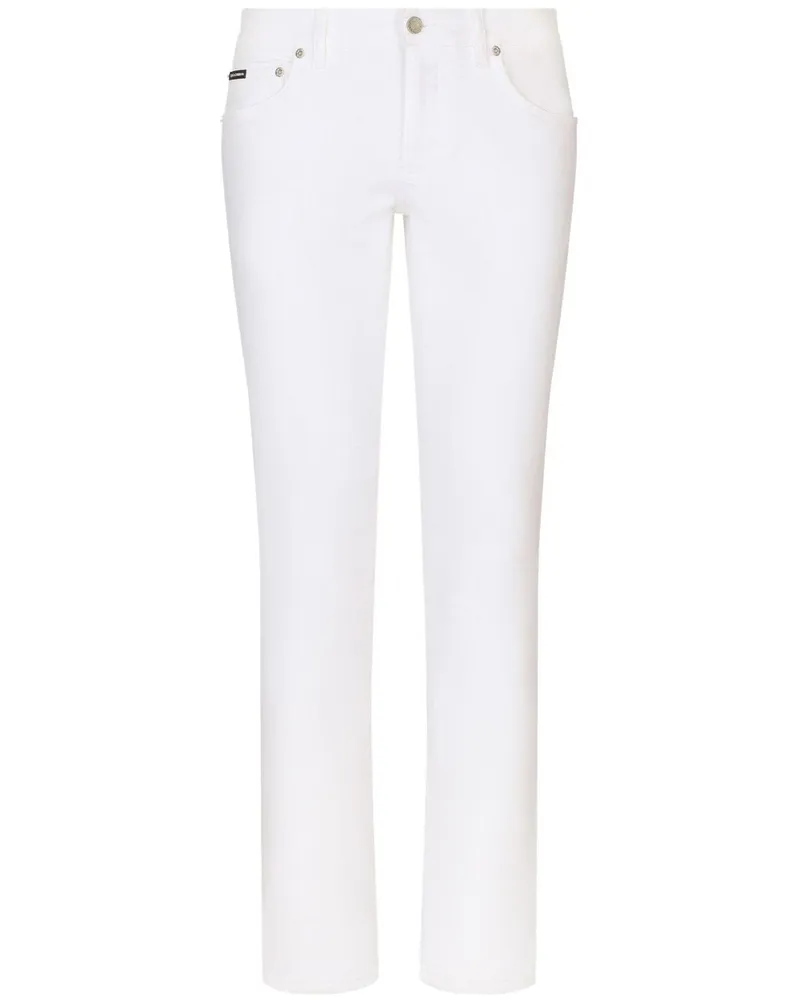 Dolce & Gabbana Skinny-Jeans mit Logo-Schild - Weiß Weiß