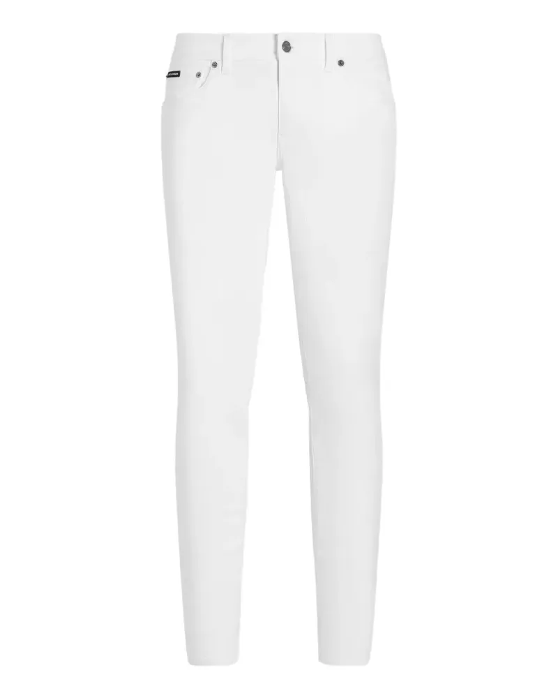 Dolce & Gabbana Skinny-Jeans mit Logo-Schild - Weiß Weiß