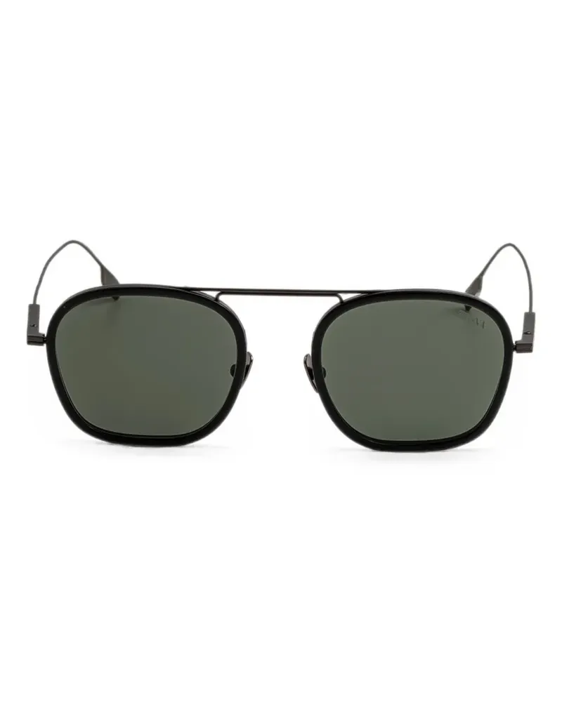 Ermenegildo Zegna Orizzonte Sonnenbrille mit eckigem Gestell - Schwarz Schwarz