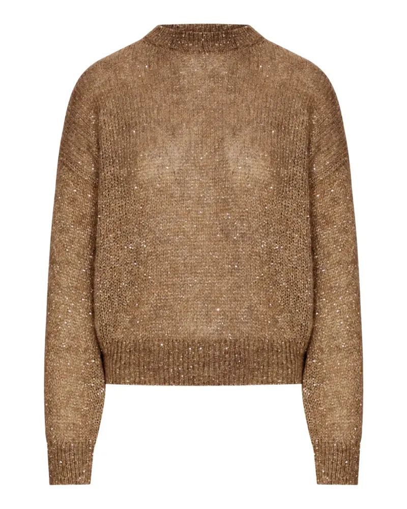 Brunello Cucinelli sequin-embellished knitted sweater - Braun Braun