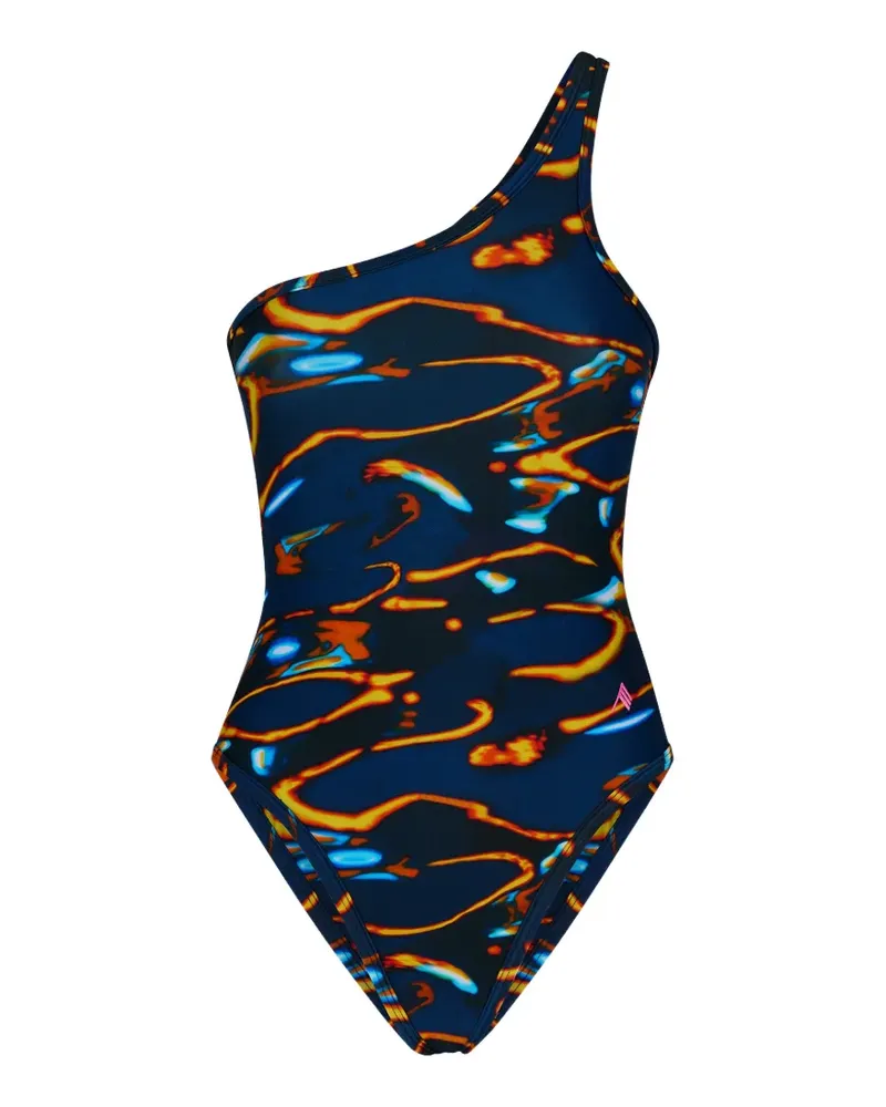 ATTICO One-Shoulder-Badeanzug mit Print - Blau Blau