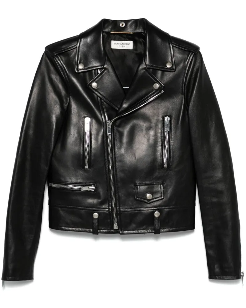 Saint Laurent Bikerjacke aus Leder - Schwarz Schwarz