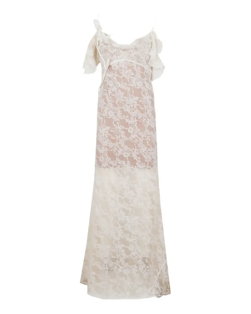 Self-Portrait cream lace flower maxi dress - Weiß Weiß