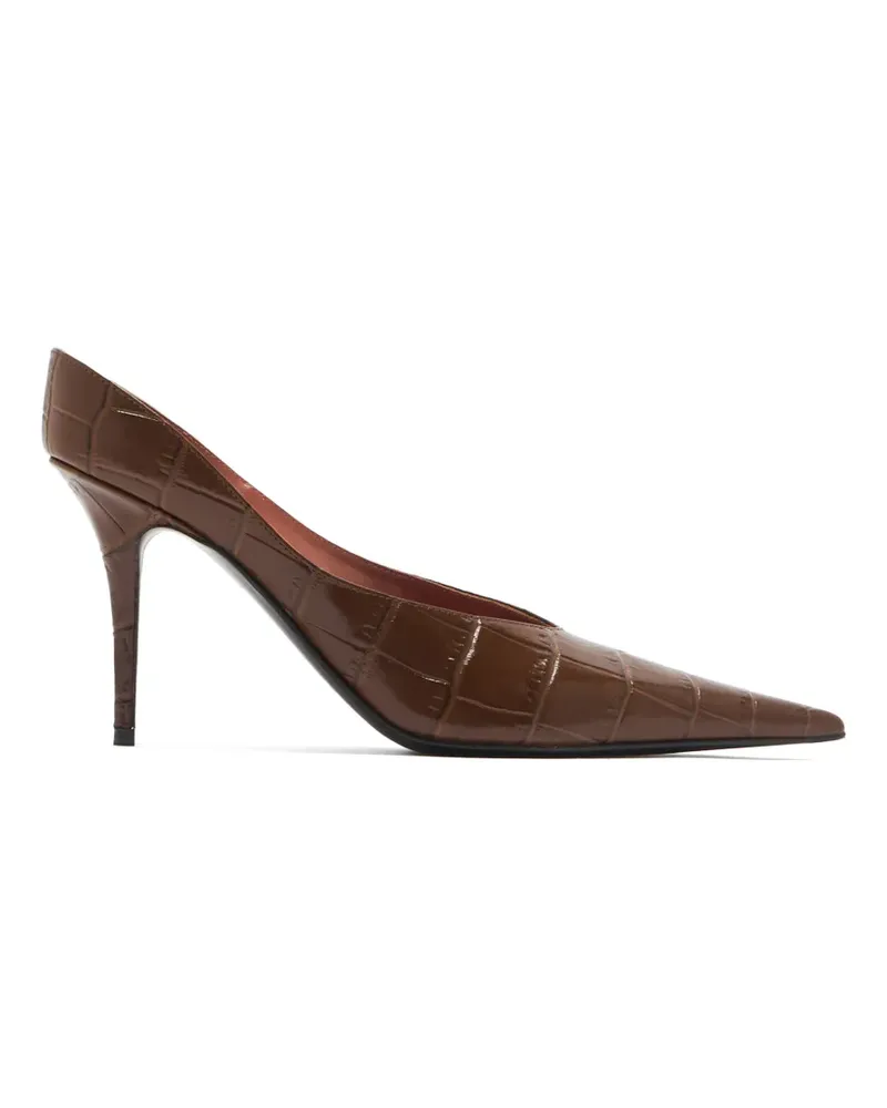 Amina Muaddi croc-effect pointed-toe pumps - Braun Braun