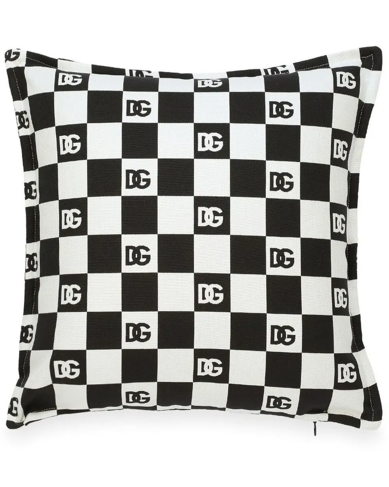 Dolce & Gabbana Eckiges Kissen mit Logo-Print - Weiß Weiß