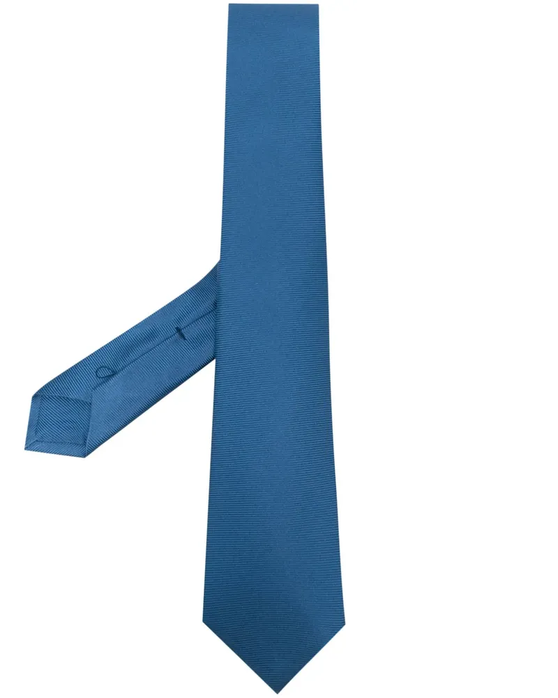 Kiton Gewebte Seidenkrawatte - Blau Blau