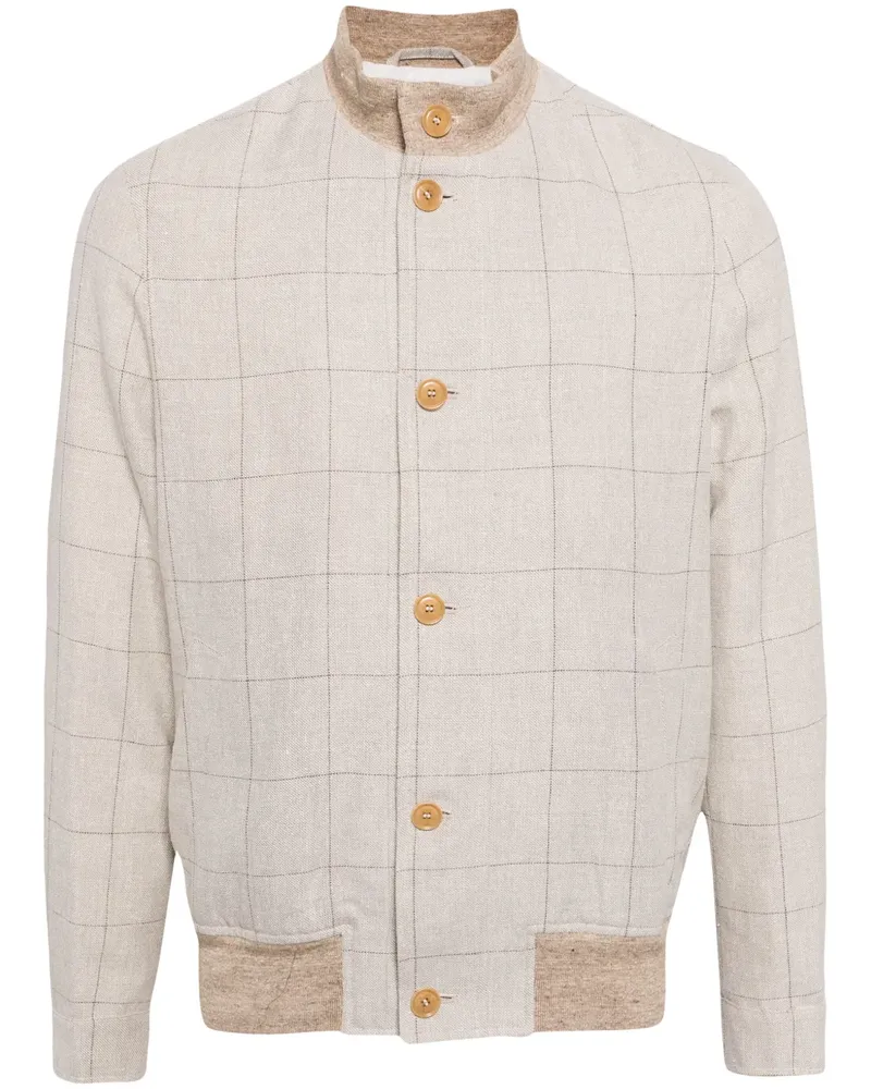 Luciano Barbera Bomberjacke mit Karomuster - Braun Braun
