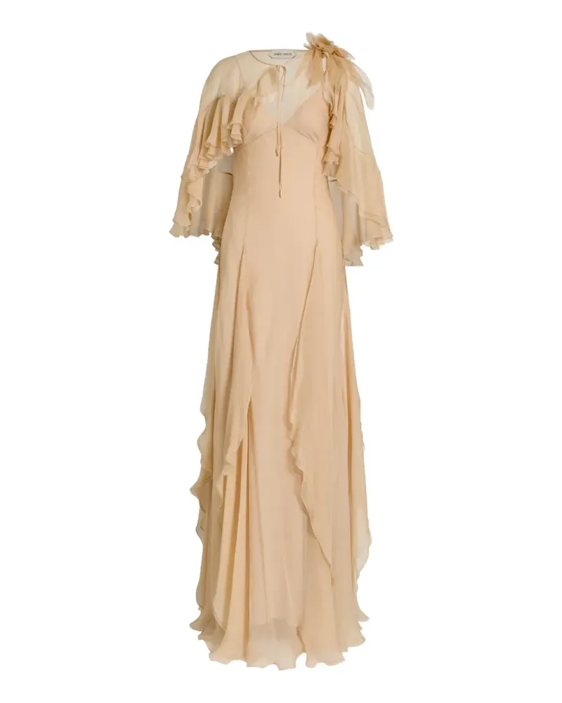 Alberta Ferretti Gerüschtes Maxikleid aus Seide - Nude Nude