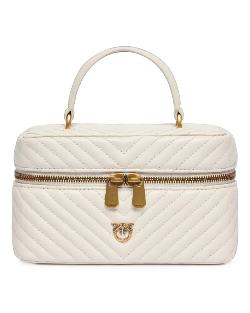 Pinko small beauty case with shoulder strap chevron-nappa - Weiß Weiß