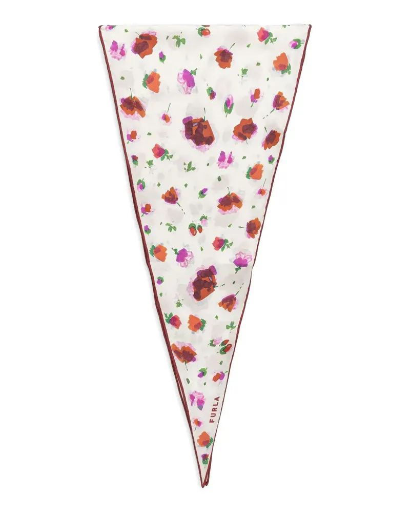 Furla Seidenschal mit Blumen-Print - Weiß Weiß