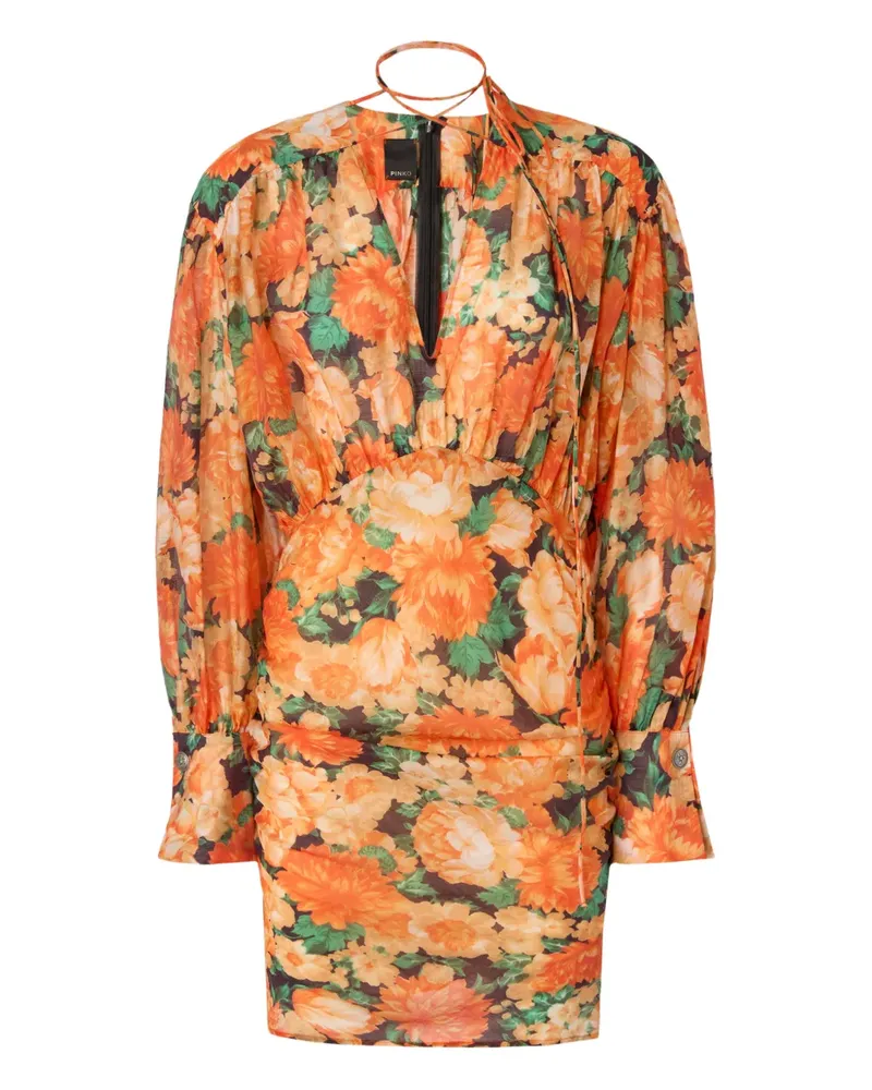 Pinko Minikleid mit Blumen-Print - Orange Orange