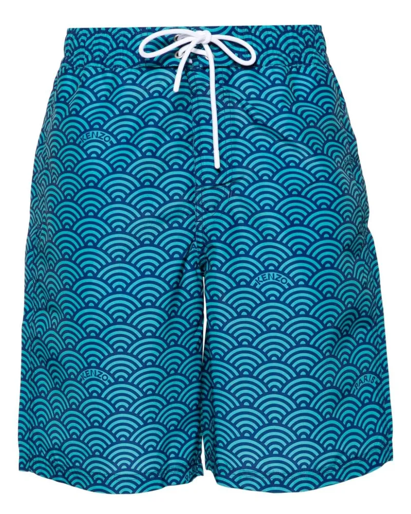 Kenzo Badeshorts mit Seigaiha-Print - Blau Blau