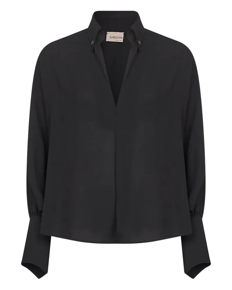 Blanca Bluse mit V-Ausschnitt - Schwarz Schwarz
