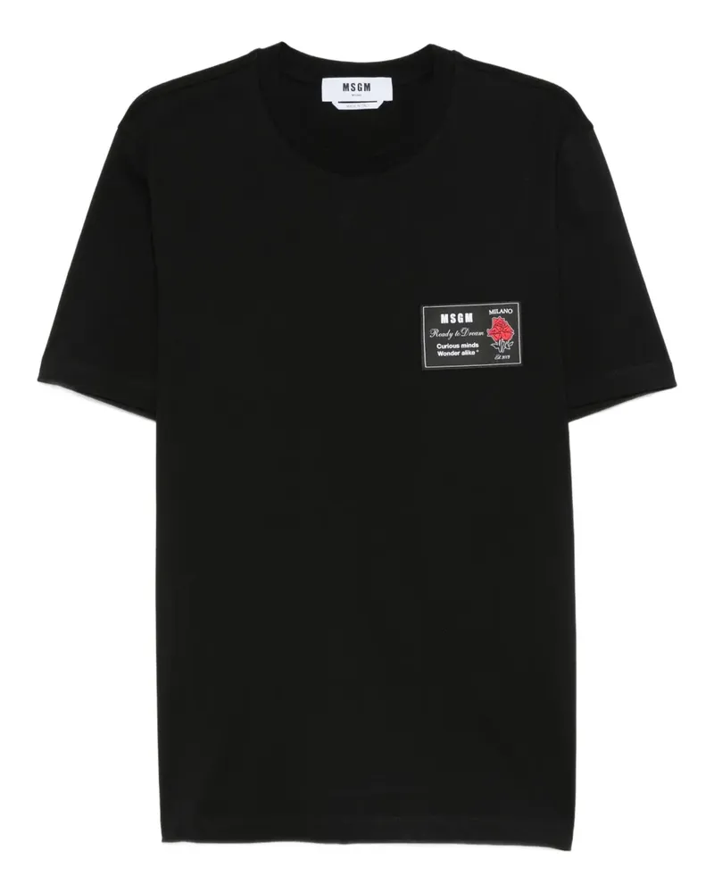 MSGM T-Shirt mit Rosen-Print - Schwarz Schwarz