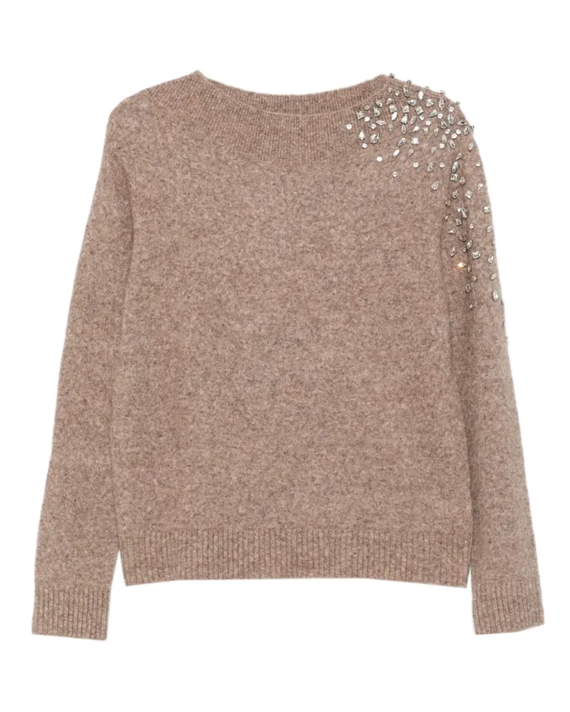 Seventy embellished shoulder-detail knitwear - Nude Nude