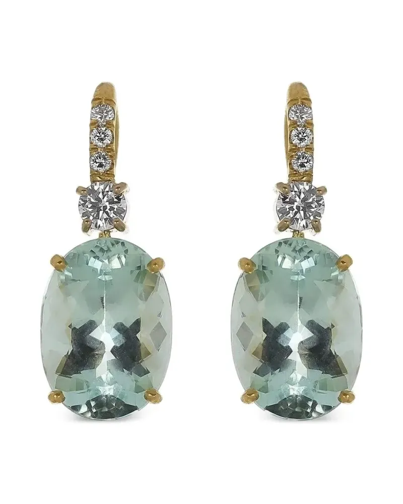 Irene Neuwirth 18K yellow gold Gemmy Gem aquamarine and diamond earrings Gold