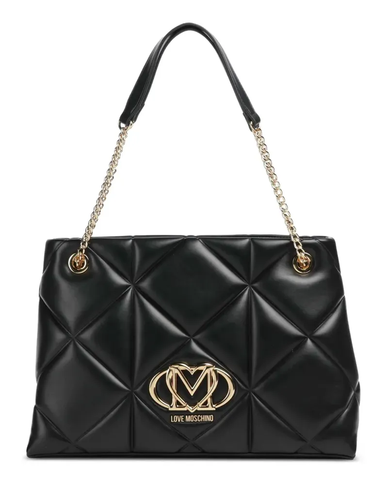 Moschino Tote Bag mit Logo-Schild - Schwarz Schwarz