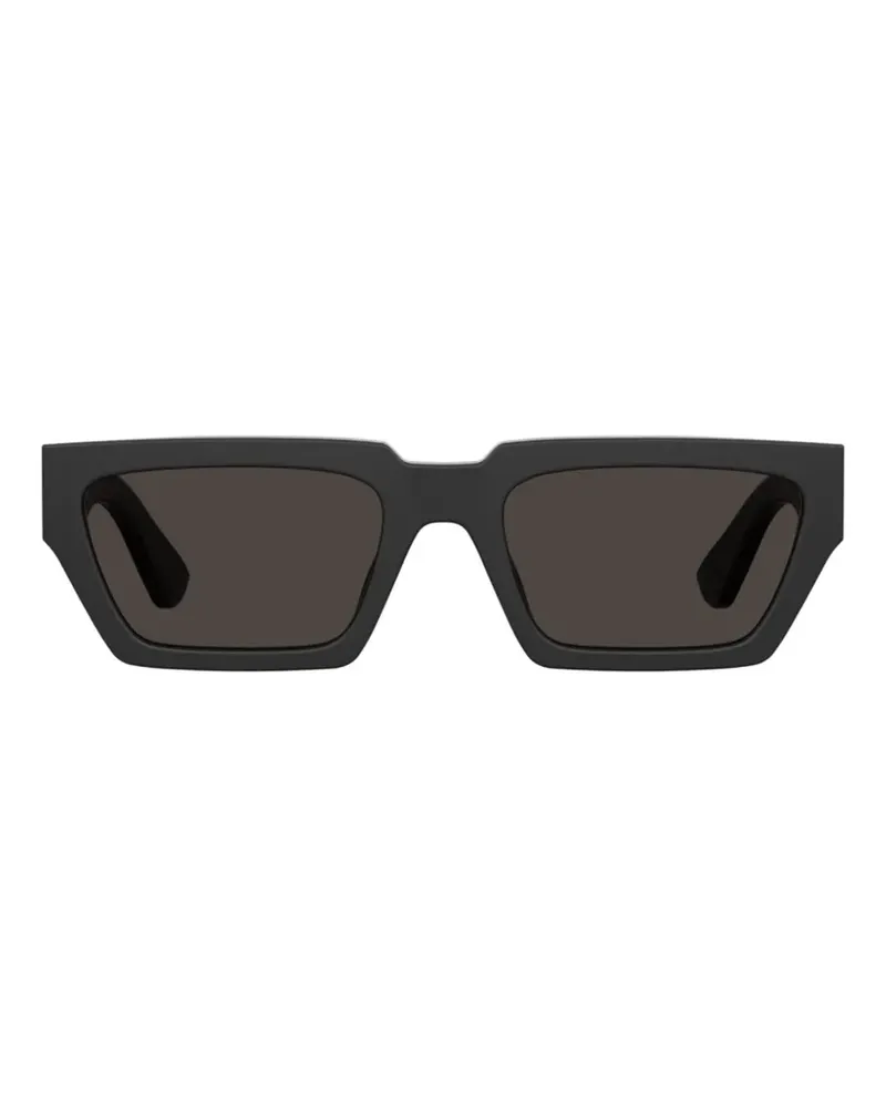 Moschino logo-plaque rectangle-frame sunglasses - Schwarz Schwarz