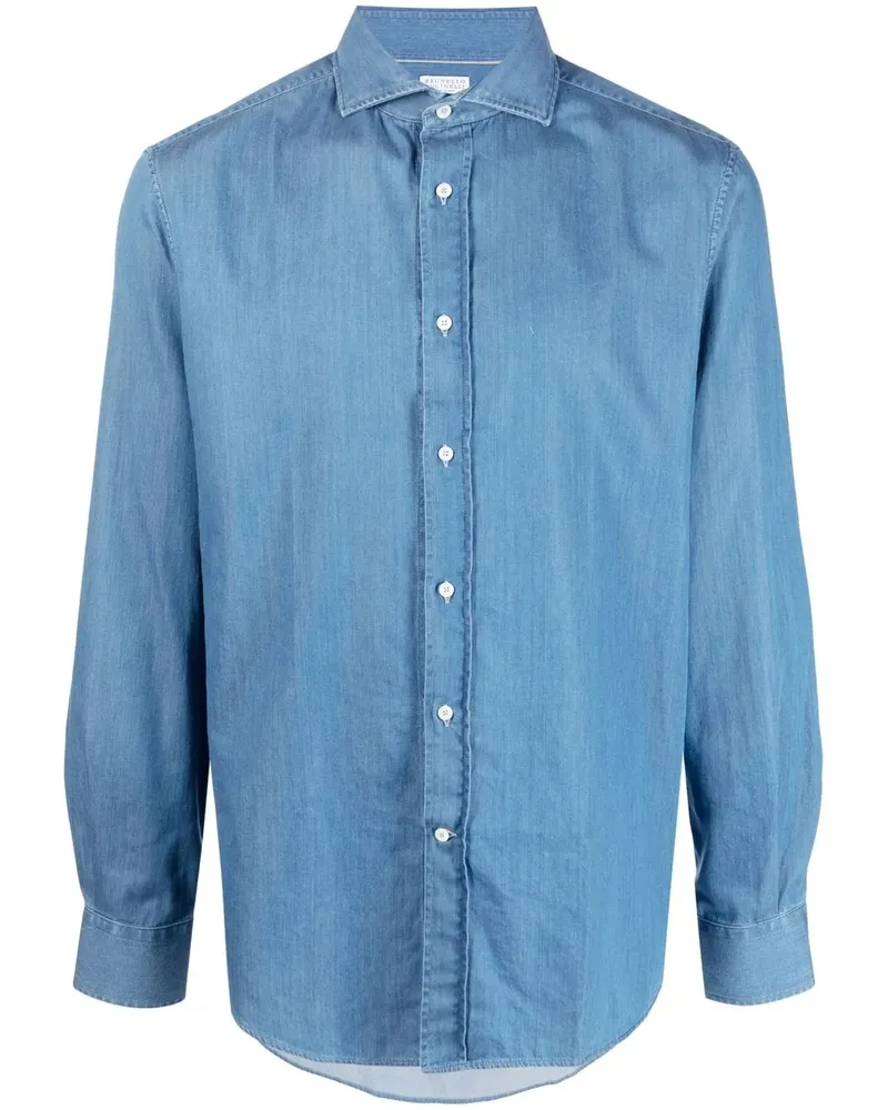 Brunello Cucinelli Klassisches Jeanshemd Blau